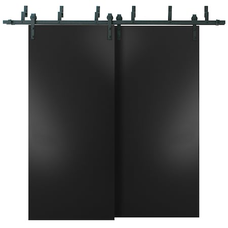 Sartodoors Closet Bypass 64x84" Hardware Planum 0010 Black Matte Top Mount 6.6' Rails Hardware Set Modern PLANUM10BBB-BLK-6484
